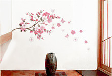DIY Peach Blossom Flower Butterfly Wall Stickers Home Decor for Living Room Bedroom Cafe Removable Art Wall Decal Wallpaper 2024 - buy cheap