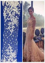 fashionable tulle embroidery french net lace fabric David-10732 with beads for party dress 2024 - buy cheap