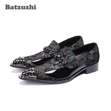 Batzuzhi брендовые роскошные мужские туфли с острым металлическим носком, модные мужские кожаные туфли, черные деловые туфли из натуральной кожи для мужчин, 46 2024 - купить недорого