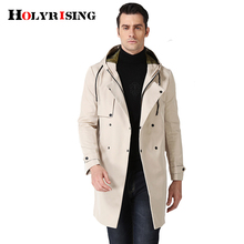 Holyrising casaco comprido gola virada masculino, sobretudo solto de zíper com capuz 104-5 2024 - compre barato