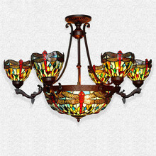Tiffany Suspension Lamp European Style Classic Dragonfly Home Decor Art Stained Glass Beads Living Room Restaurant Pendant Light 2024 - buy cheap