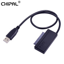 CHIPAL Double LED USB 2.0 to SATA 3.0 22Pin Cable Adapter USB2.0 22 Pin SATA III Converter for 2.5 Inch Hard Disk Drive HDD SSD 2024 - buy cheap