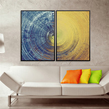 Pôster abstrato nórdico listrado, pintura em tela, geométrico, arte de parede, azul, amarelo, decoração de casa, sala de estar 2024 - compre barato