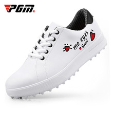 Sapatos de golf profissional pgm d0754, sapatos pequenos brancos respiráveis para mulheres, tênis leves e antiderrapantes para treinamento de golf d0754 2024 - compre barato