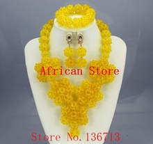 Conjunto de joias estilo africano para casamento, joias estilo nigeriano com contas de cristal 2024 - compre barato