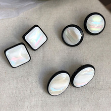 Non Pierced Simple Earcuffs For Women White Geometric Oval Square Round Clip Earrings Female Resin Jewelry Aretes Femme 2024 - buy cheap