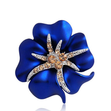 Gold Color Blue Enamel Flower and Starfish Small Jewelry Pin Brooch with Crystals 2024 - buy cheap