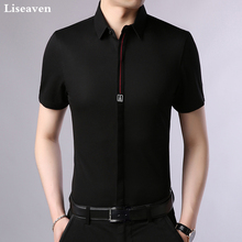 Liseaven camisa masculina, com gola virada, casual 2024 - compre barato