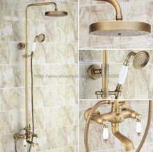 Antique Brass Shower Faucets Bathroom Shower Mixer Taps Wall Mount Tub Shower Faucet with Handshower Brs149 2024 - buy cheap
