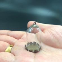 30x20mm clear glass tube bell bronze flower base tary beads cap glass vial pendant bottle globe dome necklace findings decor 2024 - buy cheap