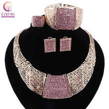 Nigerian Wedding African Beads Jewelry Sets Fashion Dubai Gold Color Crystal Jewelry Set Wholesale Costume Design 2024 - buy cheap