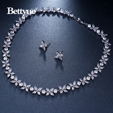 Bettyue-Conjuntos de joyería de lujo para mujer, con forma de hoja cúbica AAA, circón, Color oro blanco, venta al por mayor, regalo de fiesta de boda 2024 - compra barato