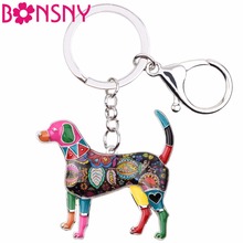 Bonsny Metal Enamel Beagle Dog Key Chain Keychains Rings Animal Jewelry For Women Girls Pat Lovers Bag Pendant Car Gift Original 2024 - купить недорого