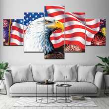 5 painel moderno águia bandeira americana pintura da lona arte parede modular impresso cartaz quarto sala de estar decoração casa imagem mural 2024 - compre barato