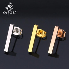 Oly2u Kpop-pendientes de barra coreanos para mujer y hombre, aretes pequeños de acero inoxidable, joyería y accesorios 2024 - compra barato