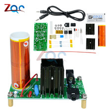 Kit de mini bobina de música tesla 15w, bobina de plasma caixa de som tesla transmissão sem fio dc 15-24v, kits diy 2024 - compre barato