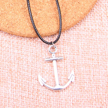 20Pcs Antique Silver Color anchor sea Pendant 31*25mm Leather Chain Necklace Black Leather Cord Necklace 2024 - buy cheap