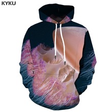 KYKU Marca 3d Hoodies Homens Coral Tropical Peixe Animais Capuz Medusa Impresso Camisola Gótico Anime Roupas Masculinas Streetwear 2024 - compre barato