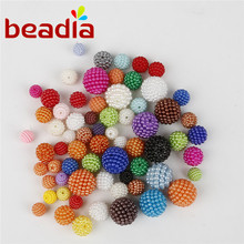 Cuentas de perlas ABS de colores variados aleatorios, cuentas redondas de plástico para fabricación de joyas, DIY, collar hecho a mano, 10/12/14/20mm, 20-100 Uds. 2024 - compra barato