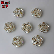Micui 100PCS 14.5mm ABS Plastic rose Flower flatback beads imitation pearl half beads for Clothing crafts Accessories ZZ200C 2024 - buy cheap
