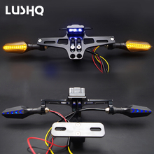 Cnc da motocicleta suporte da placa de licença titular fluxo ajustável led para honda shadow 750 forza 125 chumbo zoomer macaco xr250 dio crf 2024 - compre barato