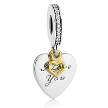 Apto para pandora pulseiras amor você para sempre encantos com 14 k real ouro autêntico 925 prata esterlina contas jóias frete grátis 2024 - compre barato