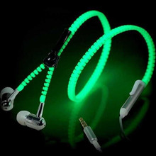 Metal Zipper Luminous Earphones Glow In The Dark Headset Glowing Stereo Bass Sport Running Headset Night Lighting Handsfree 2024 - buy cheap