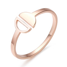 1 pc Half Hollow CircleMid Ajustável Conjunta de Aço Inoxidável Moda Anéis Para As Mulheres Cor de Rosa de Ouro Anel de Dedo Anel Aberto jóias 2024 - compre barato