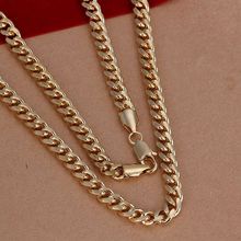 Hot Sale!!Free Shipping 925 Silver Necklace,Fashion Sterling Silver Jewelry 7mm Golden Sideways Necklace SMTN238 2024 - buy cheap