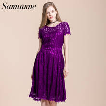 Samuume Elegant O-Neck Short Sleeve Party Dress 2018 New Arrivals Lace Vintage Dress High Waist Summer Dress Vestidos P1712317 2024 - buy cheap
