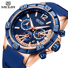 Mens Watches MEGIR Top Luxury Brand Men Military Sports Watch Waterproof Silicone Strap With Chronograph Quartz Men Wrist Watch 2024 - buy cheap