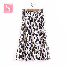 STVY 2018 New Arrival Summer Autumn Fashion Holiday Wind Leopard Print High Waist Long Skirts Women Package Hip Skirt Streetwear 2024 - buy cheap