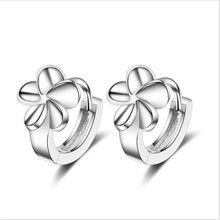 Charm Lady Flower Silver Plated Hoop Earrings For Women Princess Accessories Fashion Silver Plated Girls Earrings Jewelry 2024 - buy cheap