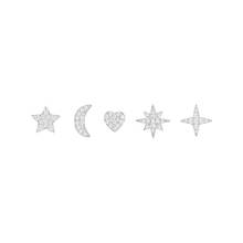 SLJELY 5pcs/set 925 Sterling Silver Luxury AAA Cubic Zirconia Star Moon Heart Stud Earrings Women Geometric Design Party Jewelry 2024 - buy cheap