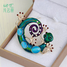 2017 New Fashion Brooches Large Blue Color Enamel Esmaltes lizard Shape Brooches Fashion Women Men Party Jewelry 2024 - buy cheap