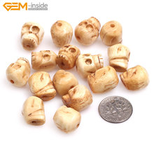 Gem-inside Big Hole 1.2mm White Yellow Carved Bone Skull Beads for Halloween Jewelry Making DIY Jewellery 2024 - buy cheap