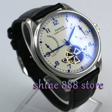 Parnis 43mm White dial power reserve Date Black strap  Automatic Mechanical Men's Watches 2024 - buy cheap