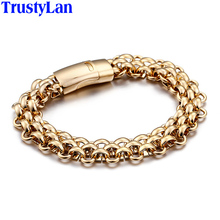 TrustyLan модные блестящие мужские браслеты из нержавеющей стали, плетеные стильные ювелирные изделия, золотой браслет для мужчин, украшения для вечеринок, шоу 2024 - купить недорого