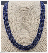 Free Shipping NATURAL 3 Rows 2X4mm FACETED DARK Blue  BEADS NECKLACE AAA 2024 - buy cheap