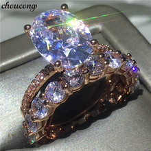 Chucong conjunto de anel de luxo para amantes, prata esterlina 925 corte oval 3ct aaaaa cz festa de casamento anel para mulheres homens joalheria presentes 2024 - compre barato