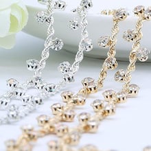 1Yard Clear Glass Sewing Rhinestone Chain Trim Rhinestones Silver Gold Applique Strass Crystal Appliques Band For Dress Shoes 2024 - buy cheap