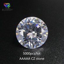 Piedra de circonia cúbica blanca redonda, 5000 unids/lote, 5A, 0,8 ~ 5,0mm, gemas ón sintético para joyería, precio de fábrica, venta al por mayor 2024 - compra barato