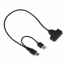Кабель-адаптер USB 2,0 для SATA 7 + 15 Pin 22Pin для жесткого диска 2,5 "HDD с usb-кабелем питания 2024 - купить недорого