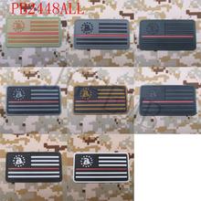 Bandera de América y serpiente de línea roja delgada, moral táctica militar, Parche de PVC, estilo 1 2024 - compra barato