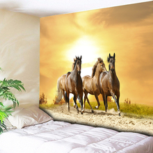 Psychedelic Sunlight Wall Hanging Animals Wall Tapestry Three Horses Run Art Carpet for Home Bedroom Boho Decoration Tapestries 2024 - buy cheap