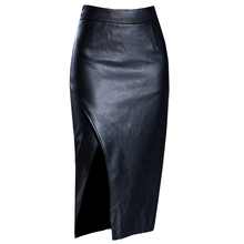 Falda de tubo de cuero PU para mujer, falda ajustada a la cadera, de cintura alta, ceñido, ceñido, negro, Otoño e Invierno 2024 - compra barato