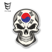 EARLFAMILY 13cm x 10cm GOTHIC BIKER SKULL with Korea Flag Motif External Vinyl Decal Car Styling Reflective 3D Car Sticker 2024 - buy cheap