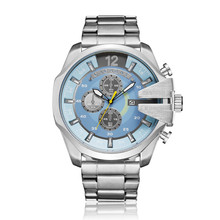 Gorro relógios para homens de negócios em aço, relógio de pulso grande quartz esportivo 2024 - compre barato
