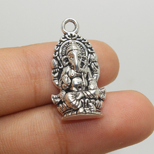 Abalorios de Ganesha, 15 Uds., colgantes de Ganesha de plata tibetana antigua, 27x14mm 2024 - compra barato