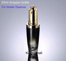 300pcs/ lot 50ML Black Glass Dropper Bottle, 50ML serum Vial, 50ml Cosmetic Packaging, Display Container with gold cap 2024 - buy cheap